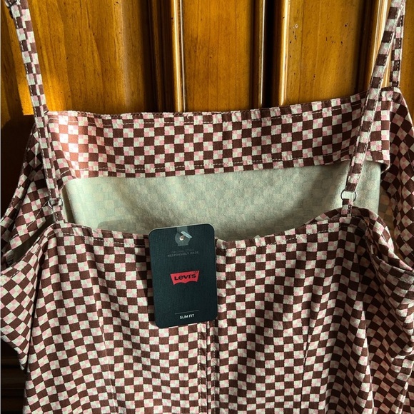 New Levi’s checkered spaghetti strap casual mini dress size L - Picture 2 of 14